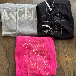 Victoria Secret Black, Gray, & Pink LS Nightshirt Bundle L